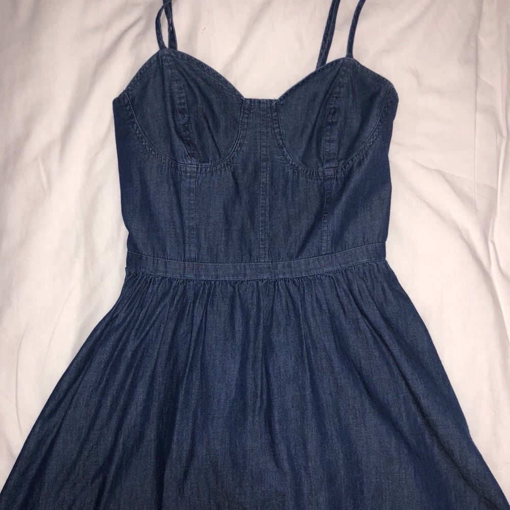 Macy’s retro denim spaghetti strap dress
